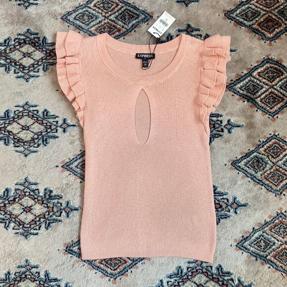 *NWT* Blush Pink Keyhole Neck Sleeveless Knit Semi-Crop Sweater Top - Size XS - Picture 2 of 16